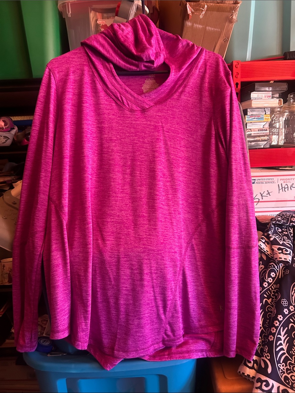 Danskin Now Fuchsia lightweight thin Hooded Long Sleeve Top 2X